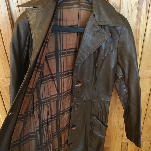Vintage 1970s Leather Trenchcoat by Jo o Kay - Picture 3 of 8